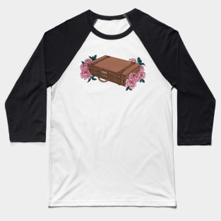 Vintage Briefcase with Soft Pink Flowers Baseball T-Shirt